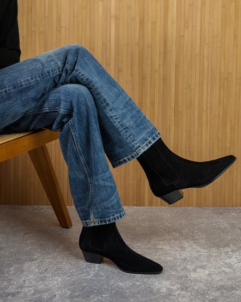 Ankle Boots Agata Cow Suede Leather Black 2