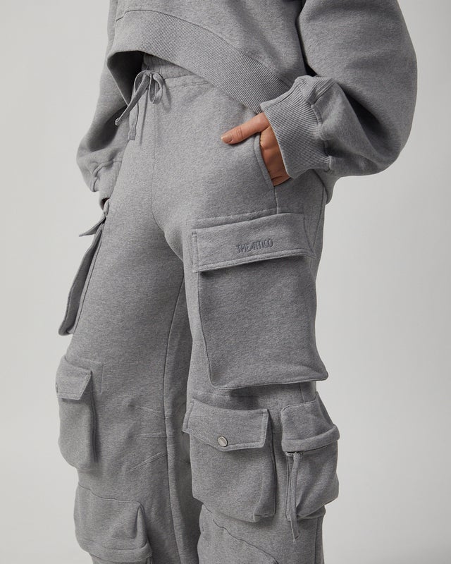 The Attico Byxor Cotton Jersey  Grey melange IT 40 (EUR 36)