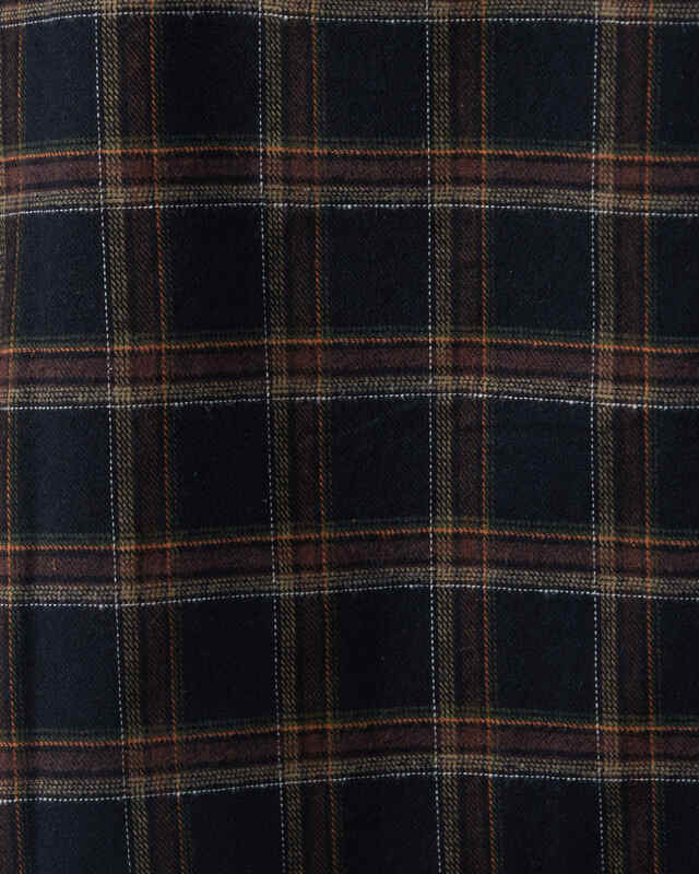 Found Shirt Raw Cut Fringe Plaid Camp Navy L