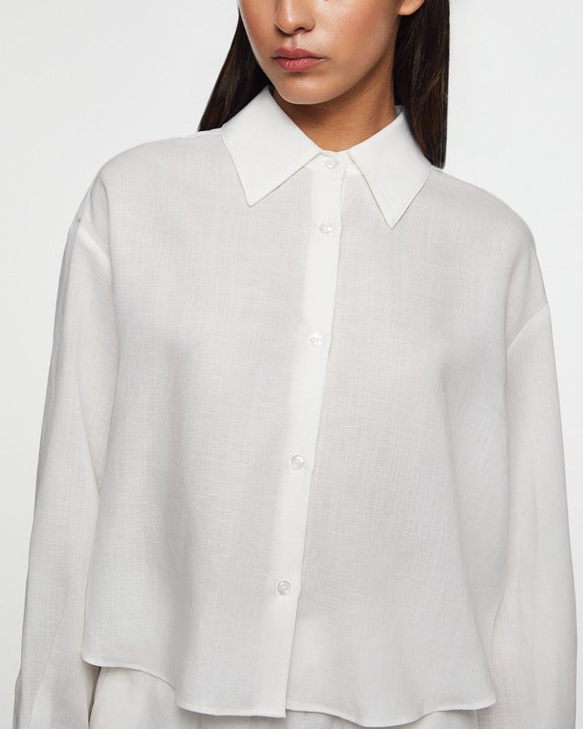Wakakuu Icons Skjorta Genoa Crop Linen Vit S