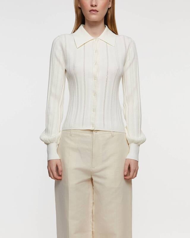 Filippa K Cardigan Braid Knit  Pearl XS