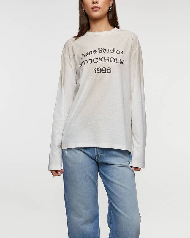 Acne Studios Long Sleeve T-shirt Relaxed Logo  White XXS