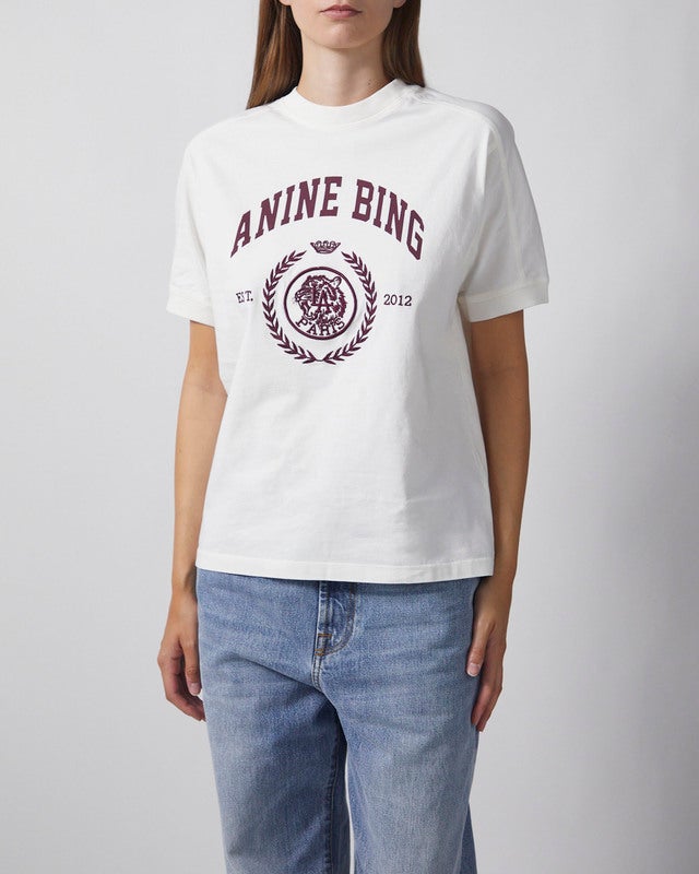 Anine Bing T-shirt Jaylin Tee Collegiate Ecru XS