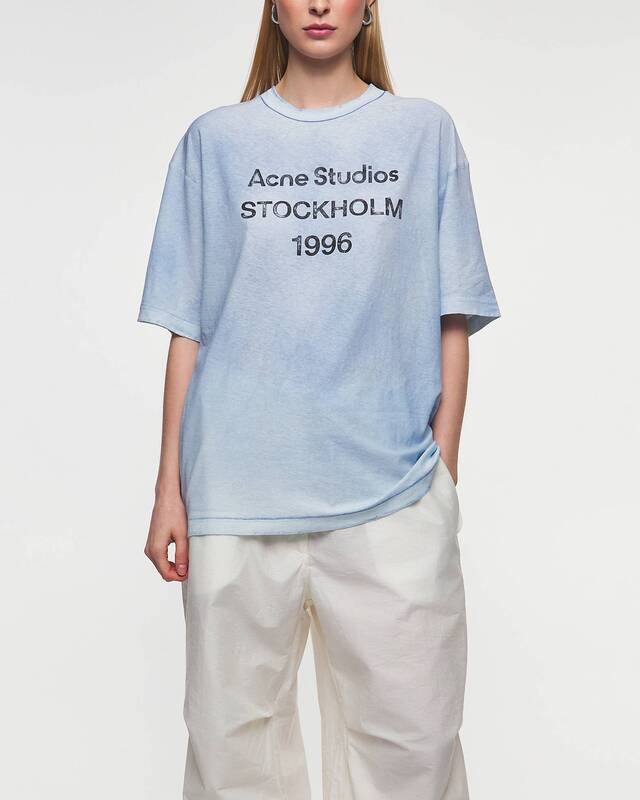 Acne Studios T-Shirt Logo Relaxed Crewneck Dusty blue XS