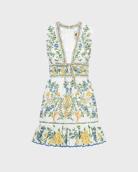 Dress Emily Floral Tapestry Mini Offwhite 1