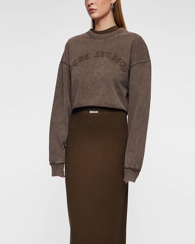 Acne Studios Tröja Sweatshirt Logo Cropped Taupe XS