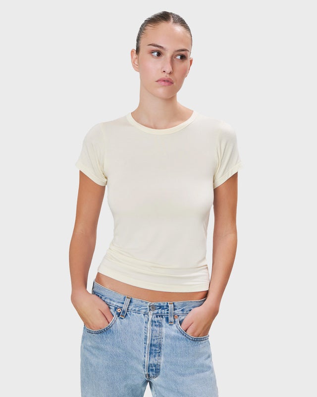 Éterne T-Shirt Fitted Crewneck Short Sleeve Cream M