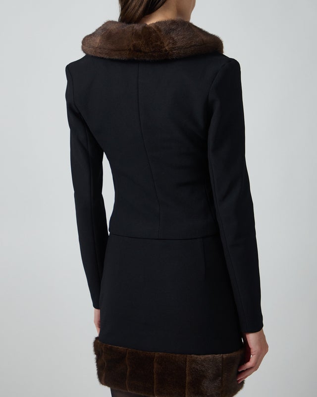 ROTATE  FAUX FUR COLLAR CARDIGAN 40