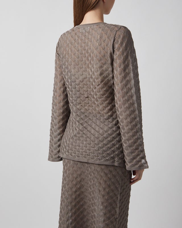 Malina Cardigan Ayla Pointelle Knitted Taupe XS