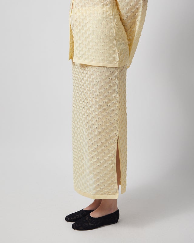 Malina Skirt Fannie Pointelle Knitted Maxi Light Yellow XL