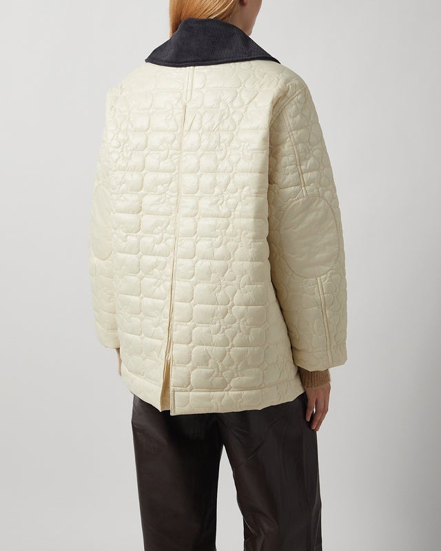 Ganni Jacket Shiny Quilt Cream L-XL