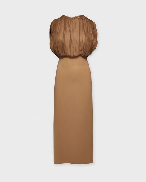 Dress Void Gathered Silk Valnöt 1