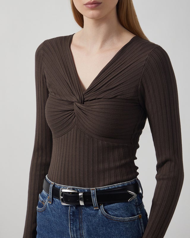 Andiata Top Polly Knit Brown M