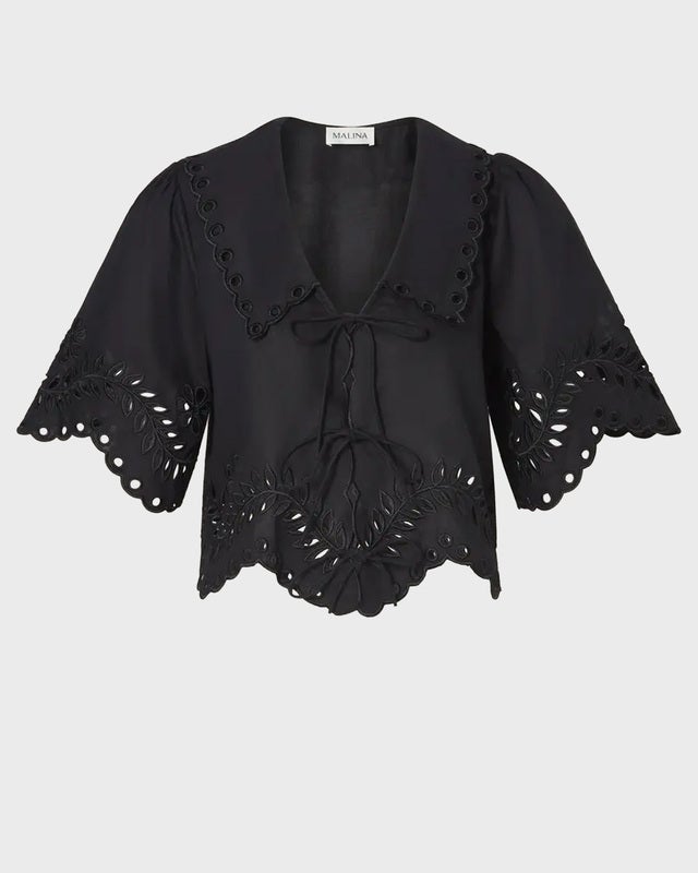 Malina Blouse Estela Broderie Anglais Black 38