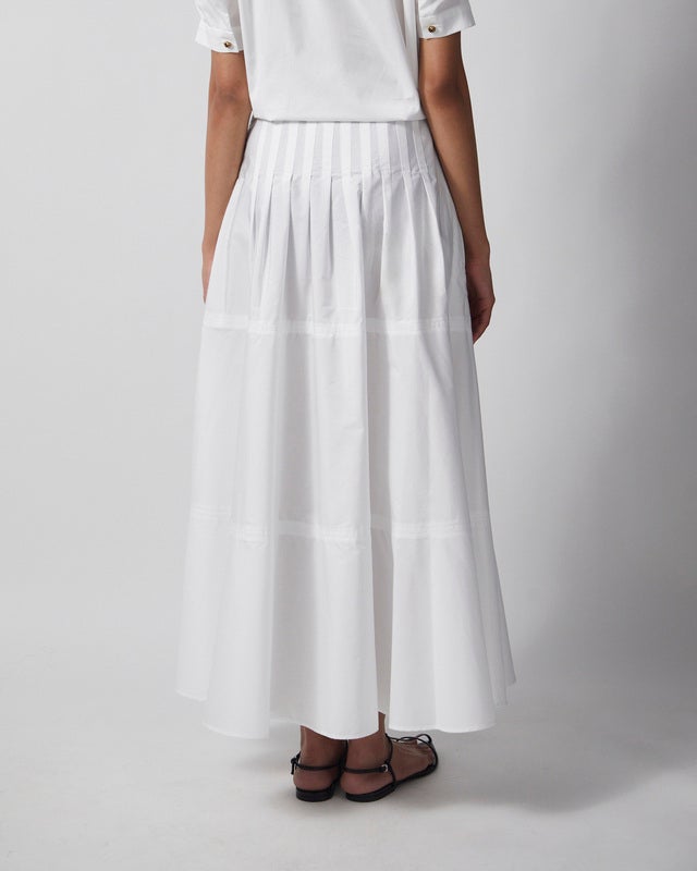 Max Mara Studio Skirt Long Cotton Poplin White IT 44 (EUR M-L)