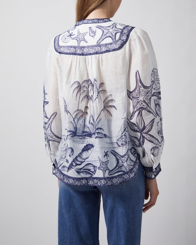 FARM Rio Blouse Coast Scarf Long Sleeve Offwhite M