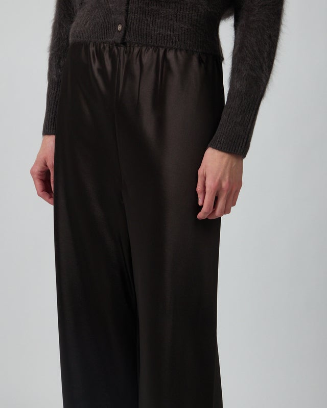 Almada Trousers Bias Satin Pants Chocolate XS