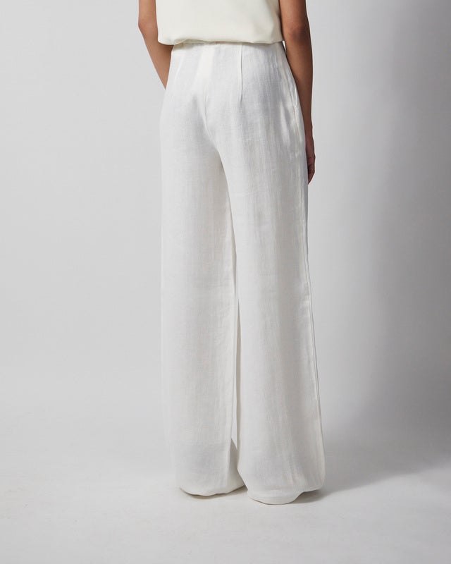Max Mara Studio Trousers Linen Twill Natural IT 44 (EUR M-L)