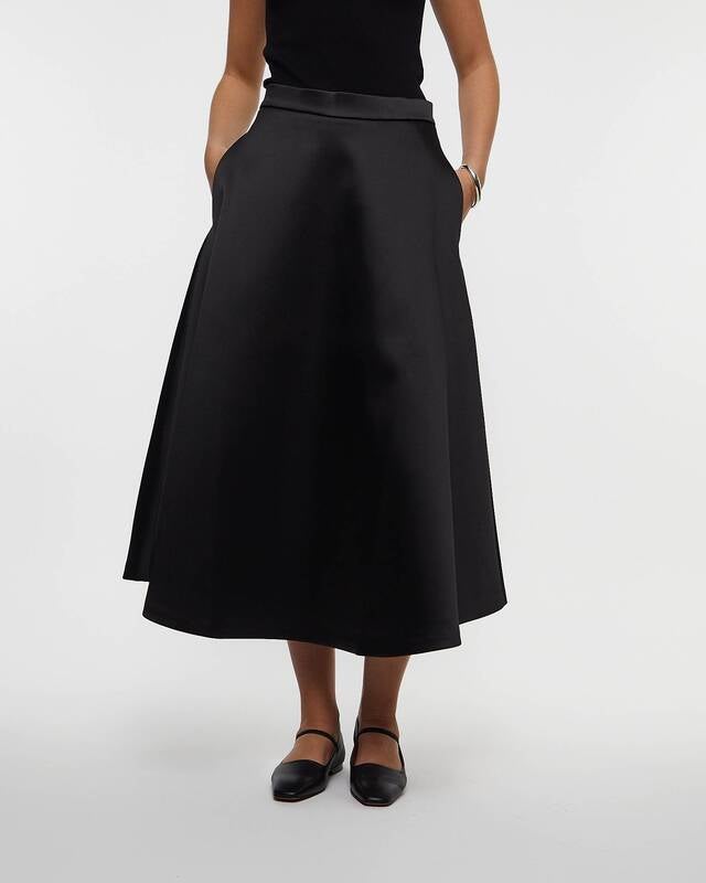 RÓHE Skirt Voluminous A-Line Satin  Black 34