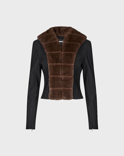 FAUX FUR COLLAR CARDIGAN 1