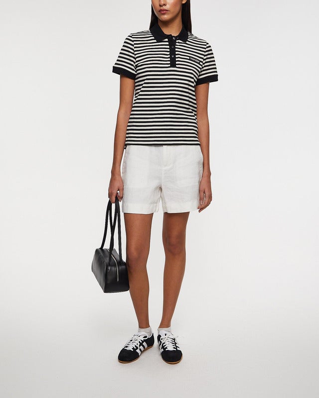 Moncler Topp Striped Polo Shirt Vit S