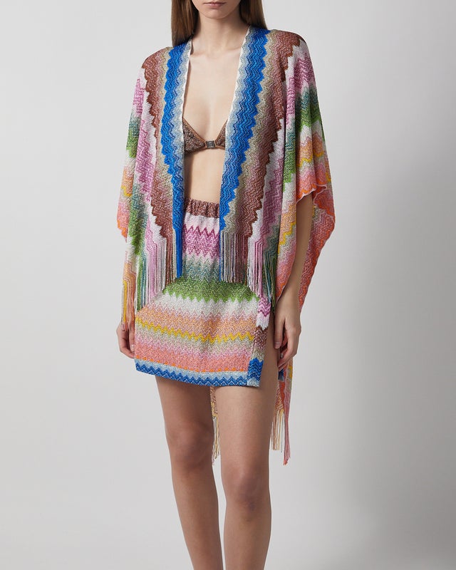 Missoni Poncho Striped Viscose-Blend Fringe Multicolor ONESIZE