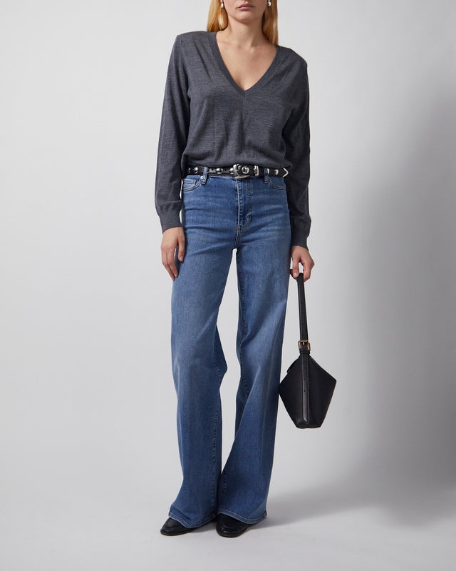 Frame Jeans Le Slim Palazzo Long Gossamer Washed Blue 28
