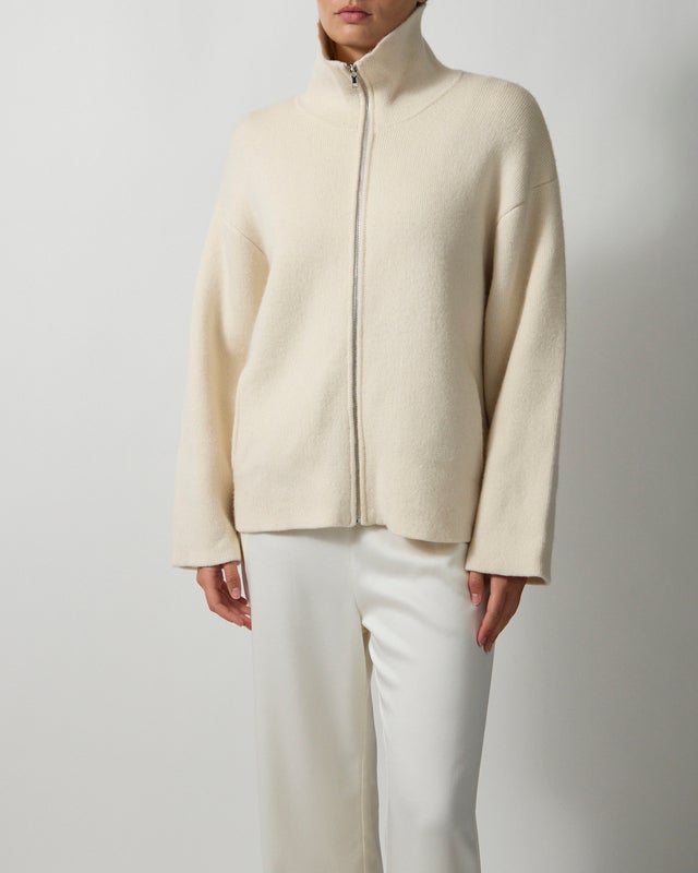 Soft Goat Cardigan Double Knit White L