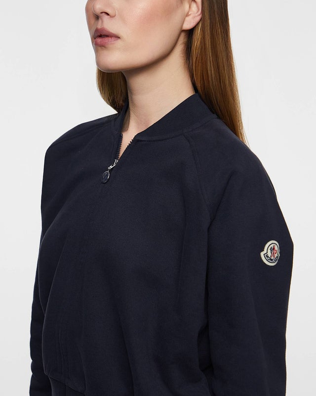 Moncler Cardigan Zip-Up Cotton Fleece  Navy M