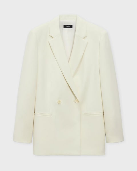 Blazer Relaxed Double-Breasted Crepe Beige 1