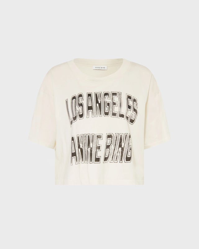 Anine Bing T-shirt Johnny Cropped Ecru XS