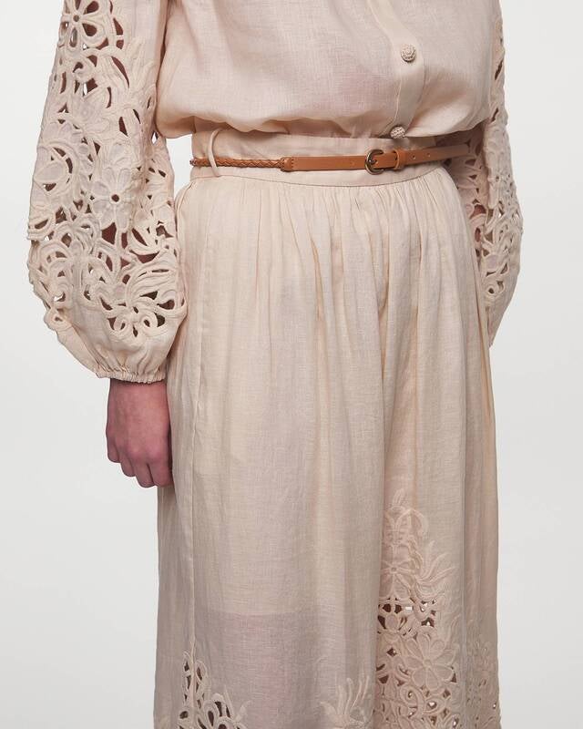 ZIMMERMANN Skirt Wylie Embroidered Midi  Cream 1 (S-M)