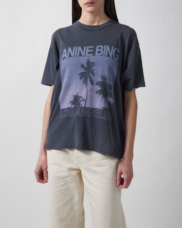 Anine Bing T-Shirt Cade Tee Palms Grey XS