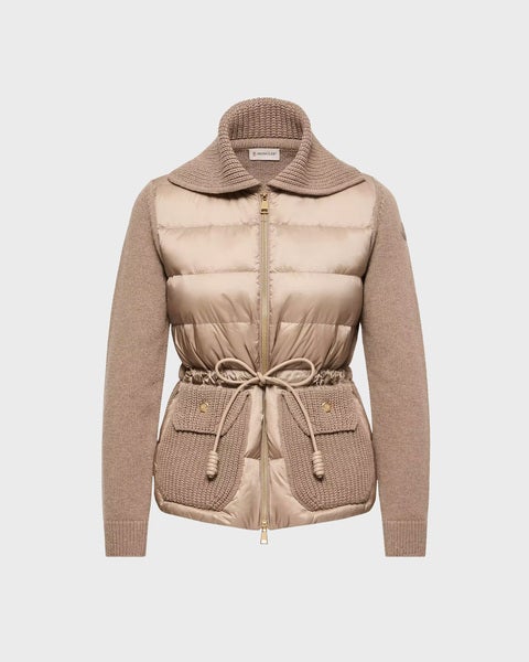 Cardigan Wool & Cashmere Blend Padded Zip-Up Beige 1