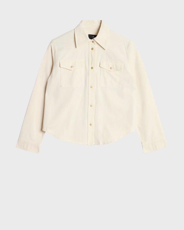 7 For All Mankind Shirt Classic Comfort Twill Ecru L