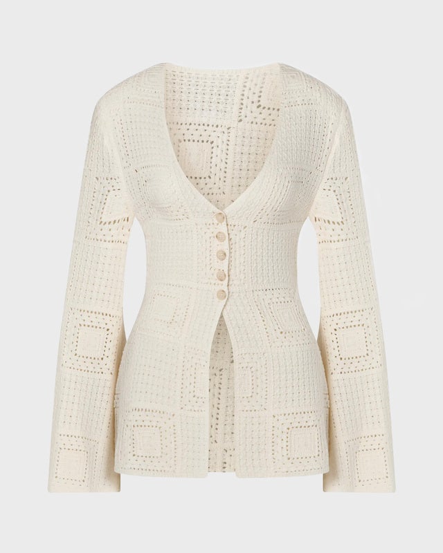 Malina Cardigan Mirella Fitted Crochet Vanilla M