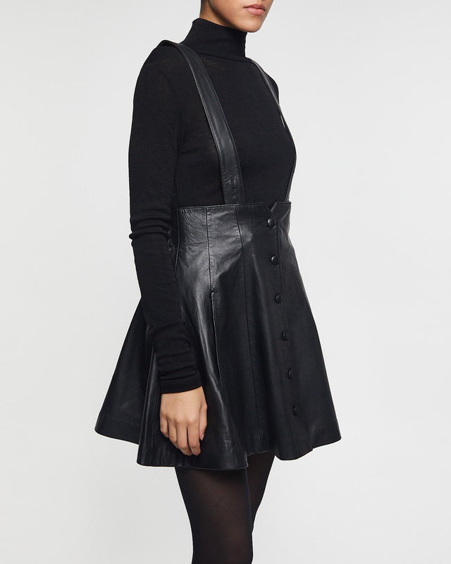 ROTATE Birger Christensen Skirt Buttoned Leather Black 40