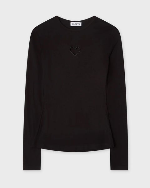T-Shirt Tight Fitted Heart  Black 1