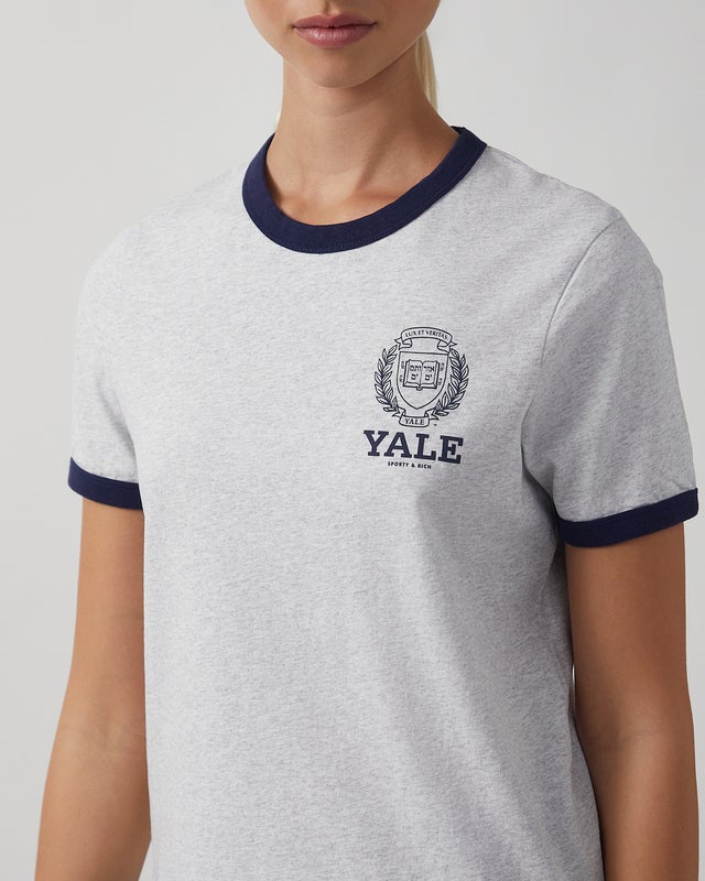 Sporty & Rich T-shirt Yale Crest Ringer  Grey S
