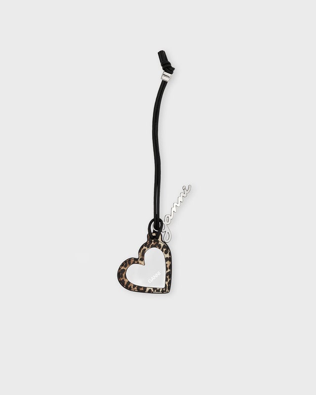Ganni Bag Charm Ganni Bou Heart Mirror Print Leopard ONESIZE