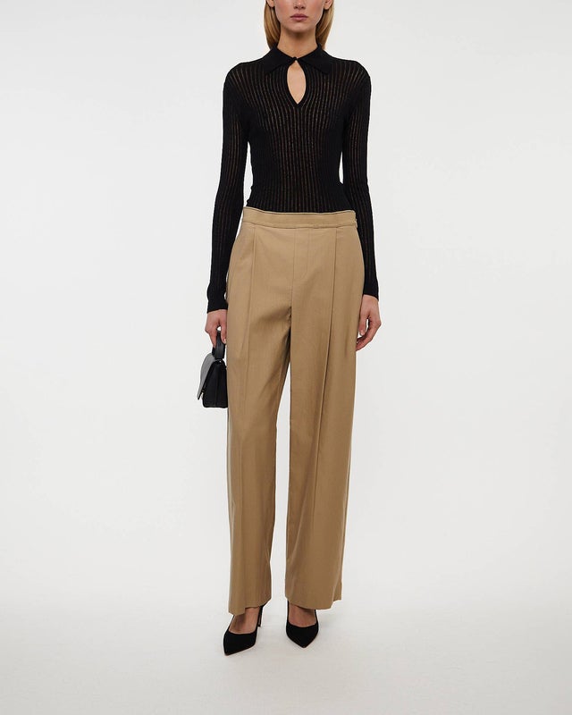 Vince Trousers Mid Rise Pleated Wide Leg Dune US 6 (EUR 38)