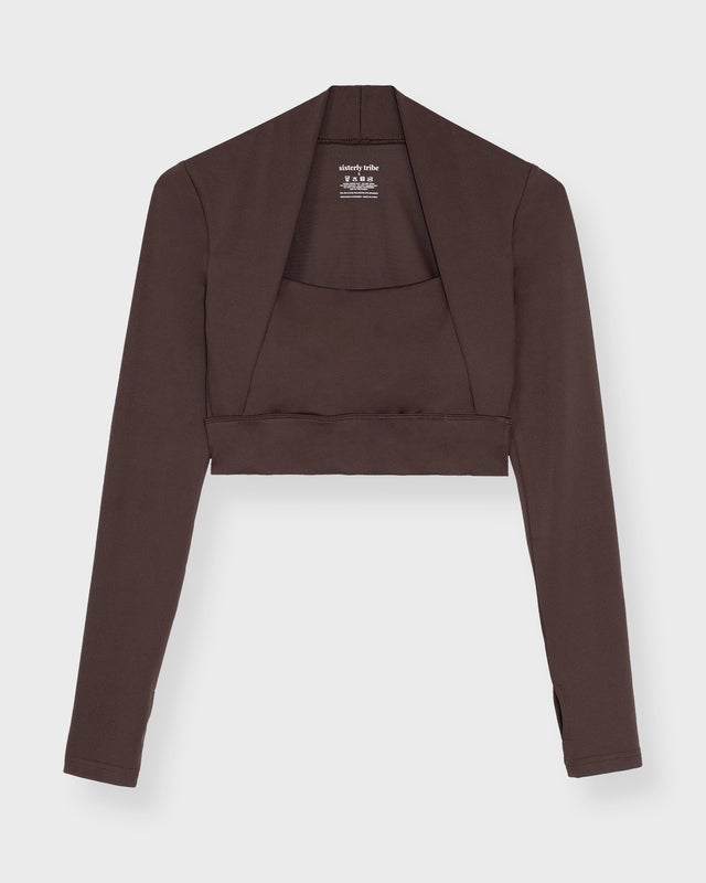 Sisterly tribe Top Softsculpt Bolero Long Sleeve Espresso M