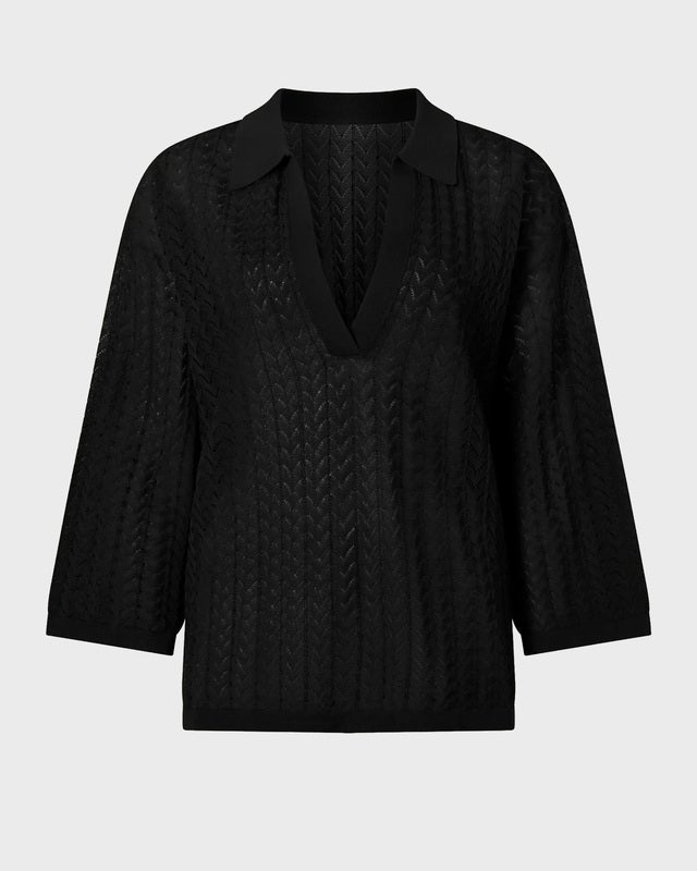 Malina Shirt Imene Pointelle Knitted Polo Black M