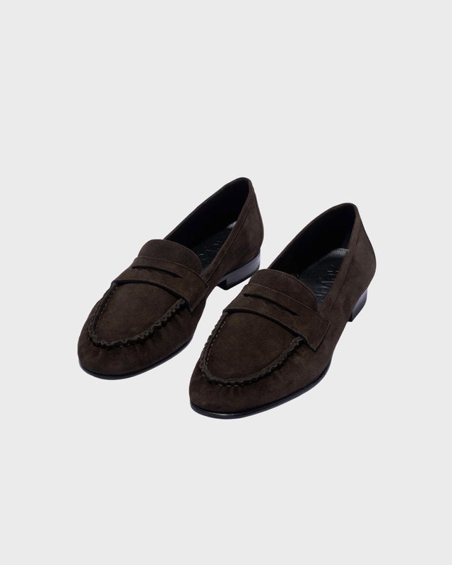 Aeyde Loafers Aldous Kid Suede Leather Dark Brown EUR 39