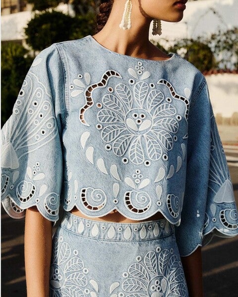 Blouse Denim Richelieux Cropped Denim 1