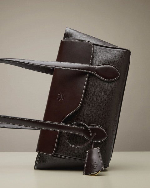 Bag Eira Contrast Stitch Grained Leather Valnöt ONESIZE 2