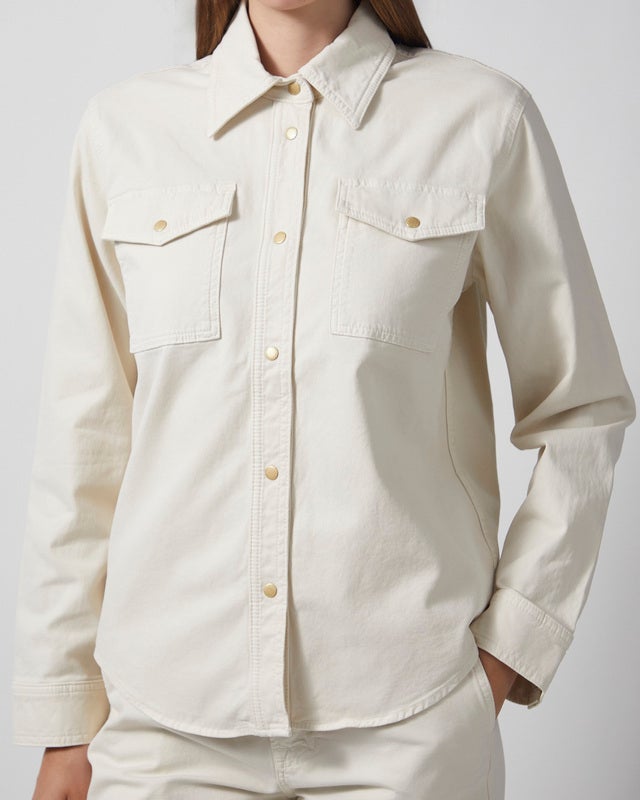 7 For All Mankind Shirt Classic Comfort Twill Ecru L