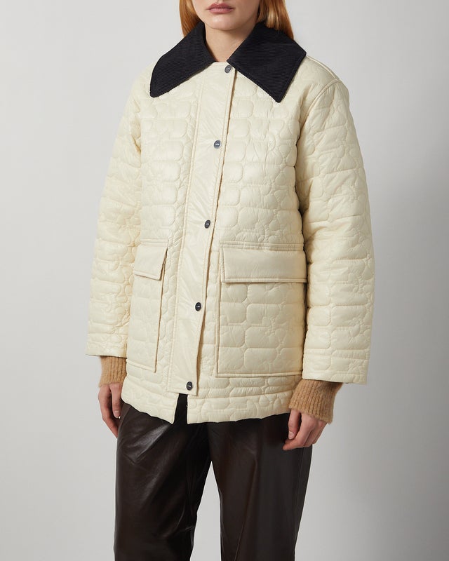 Ganni Jacket Shiny Quilt Cream L-XL