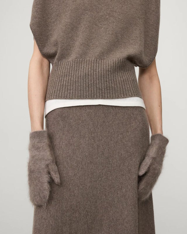 LISA YANG Brushed Mittens Cashmere Brown ONESIZE