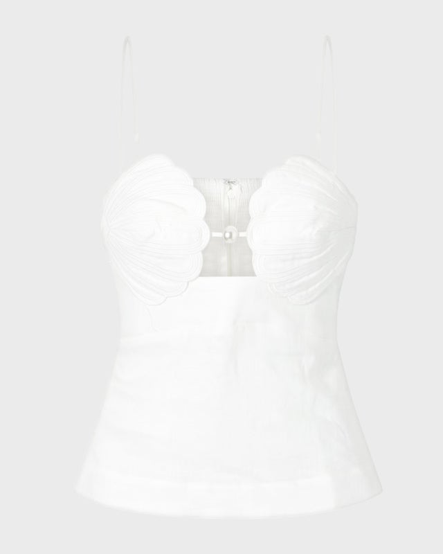 FARM Rio Blouse Shell Bust Peplum Offwhite M